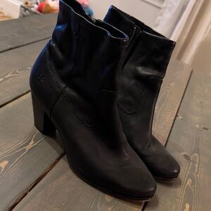 Frye Black Leather Ankle Boots